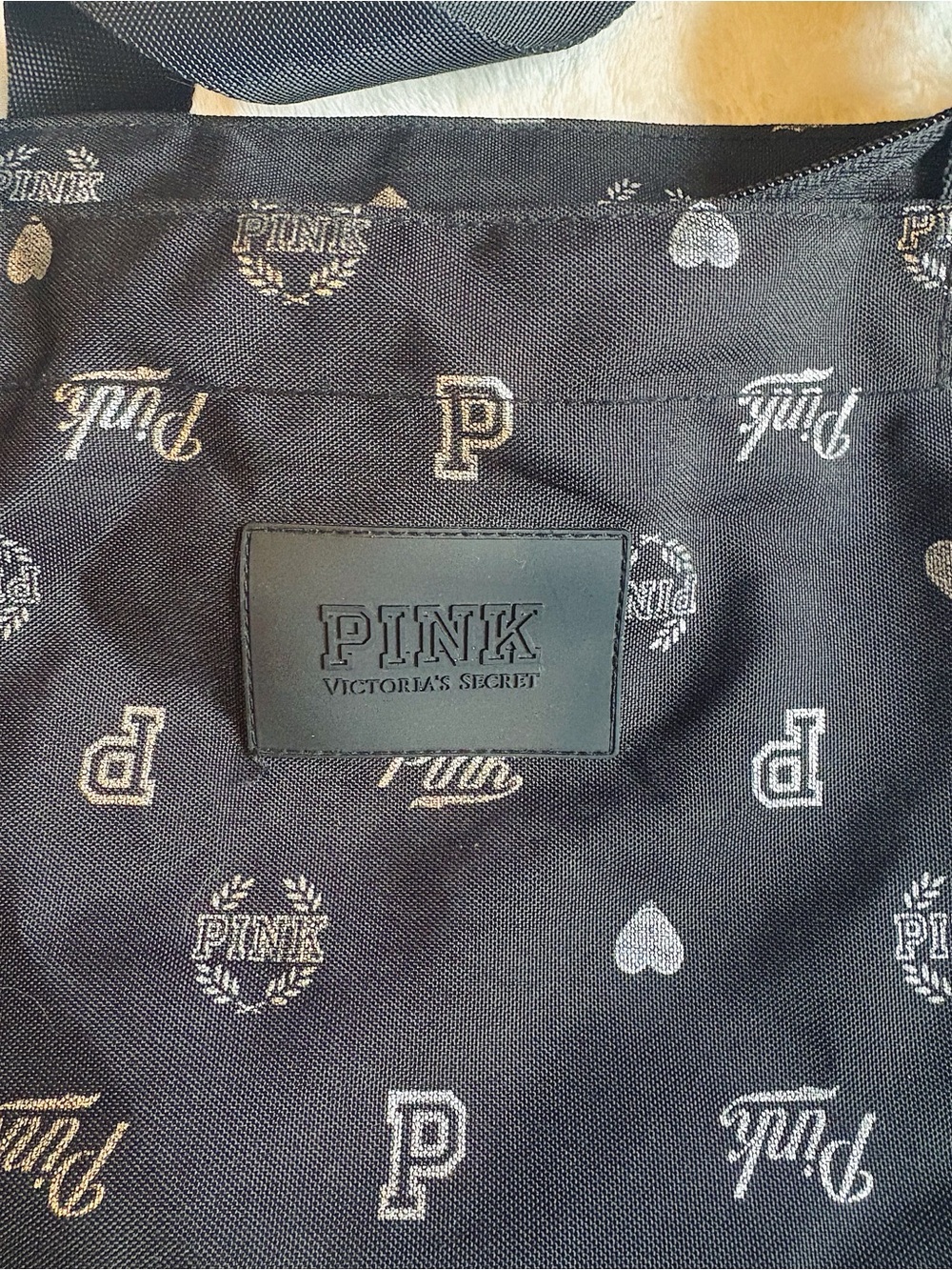 PINK Victoria's Secret Black Logo Print Tote - Picture 2 of 2